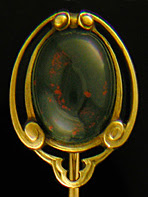 Hans Brassler scarab and bloodstone stickpin. (J9127)