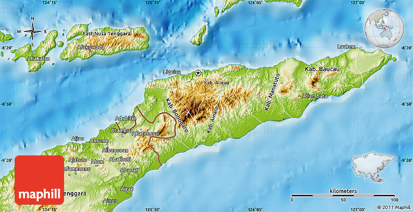 Physical Map of East Timor Physical Map of East Timor
