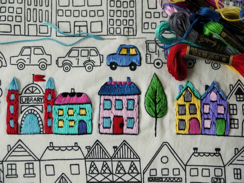 embroidered town