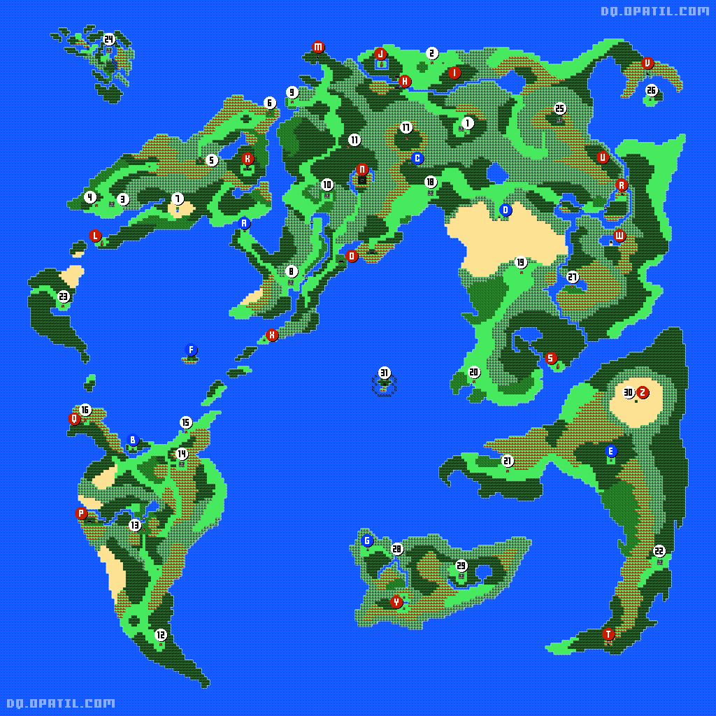 Dq4 ワールドマップ 世界地図 Fc版ドラゴンクエスト4 完全攻略 Dragon Quest4 ゲーム攻略メモ