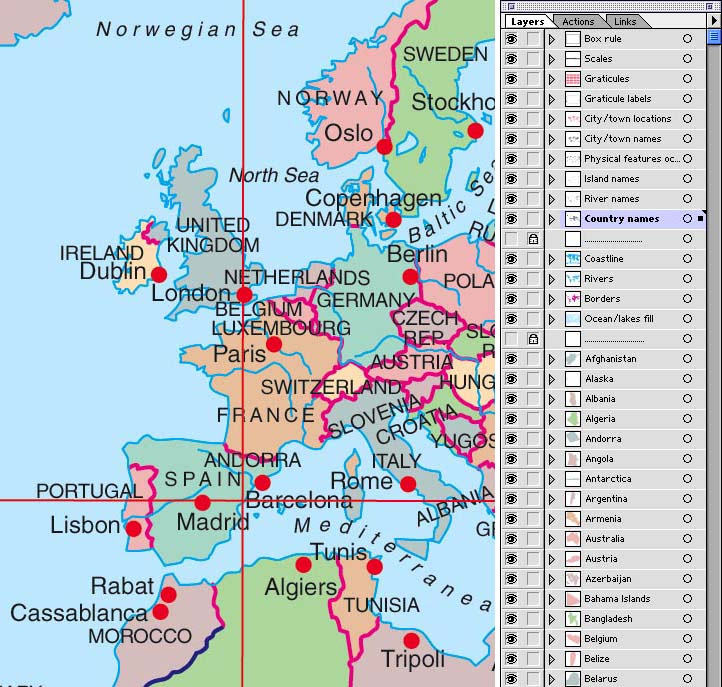the world map in color. Example of the Mountain High