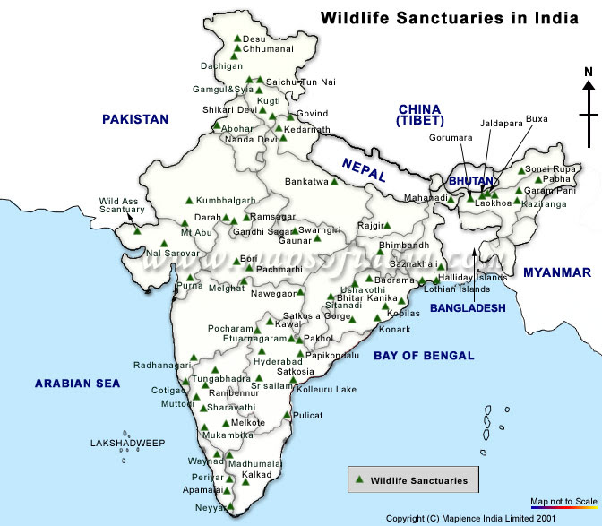 Map Of Wildlife In India