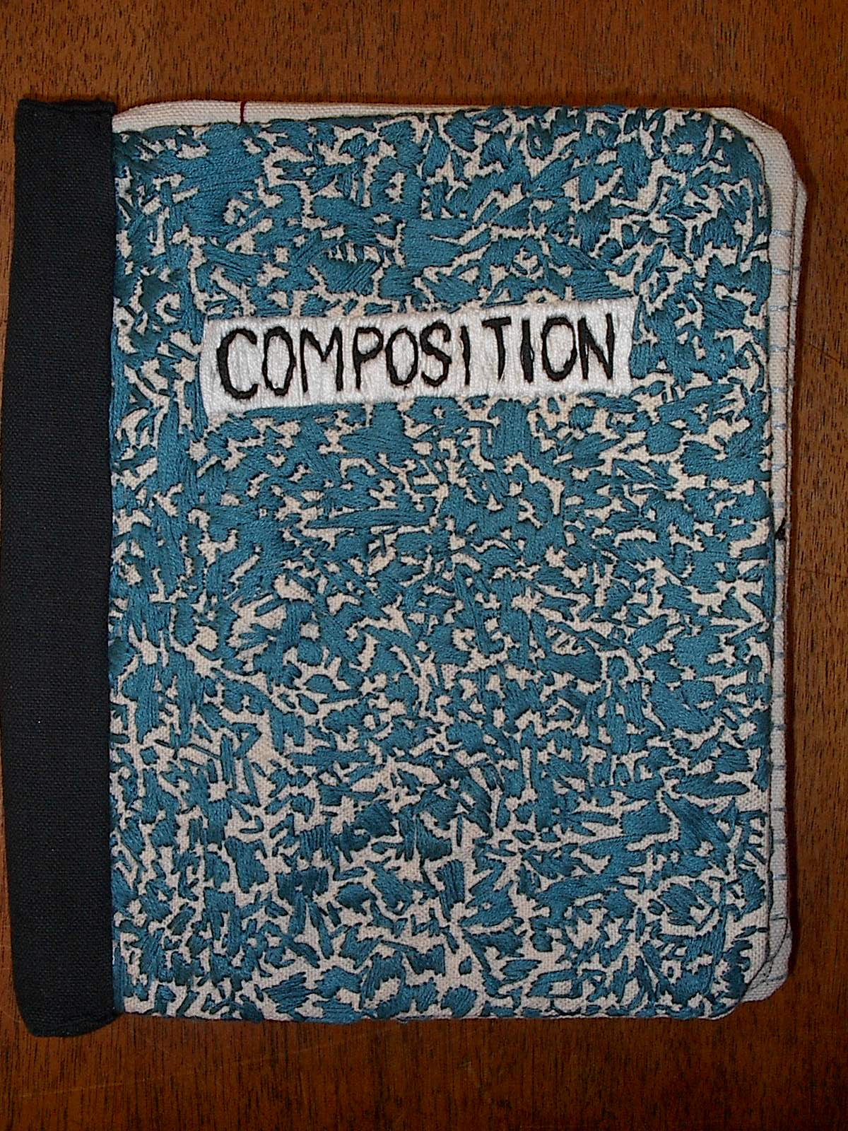 Embroidered composition book by Candace Hicks  CC Special 