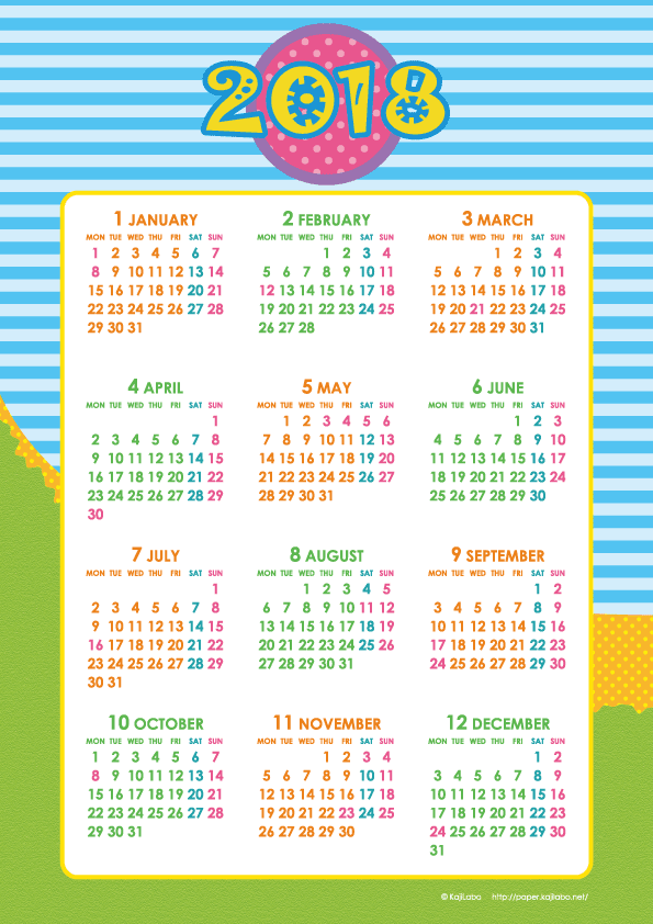 子供向けぬりえ 元のカレンダー 18 無料 かわいい