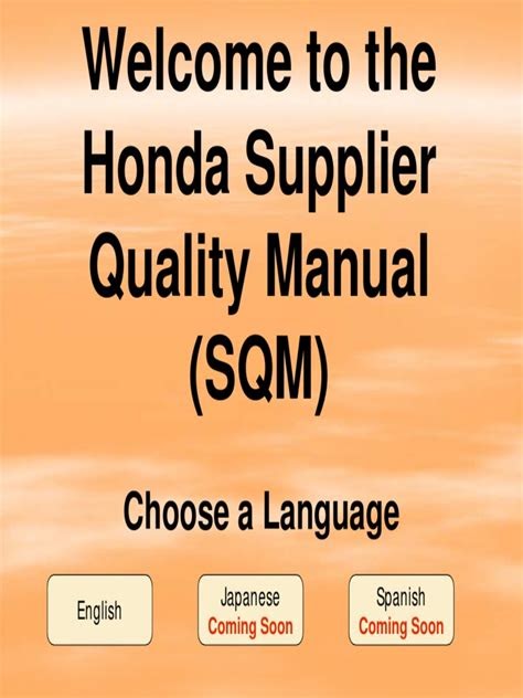 eBook Honda Supplier Quality Manual (PDF / ePub)