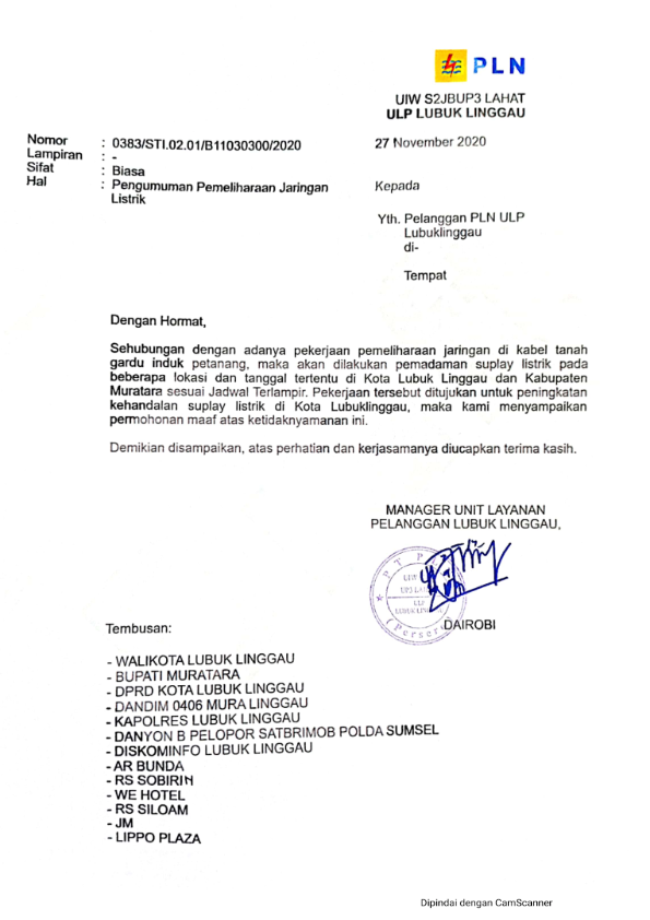 Contoh Surat Hitam Putih Catering