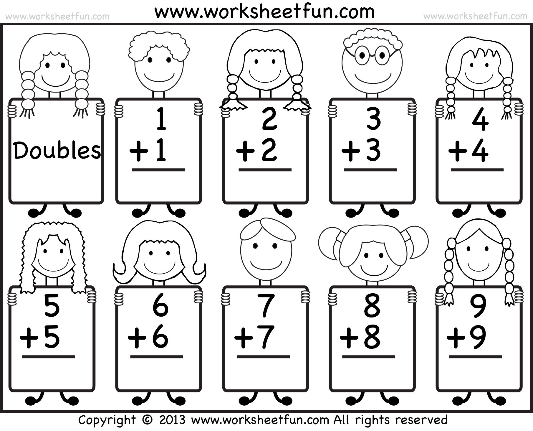 Addition Doubles Facts – Beginner Addition worksheet / FREE ...