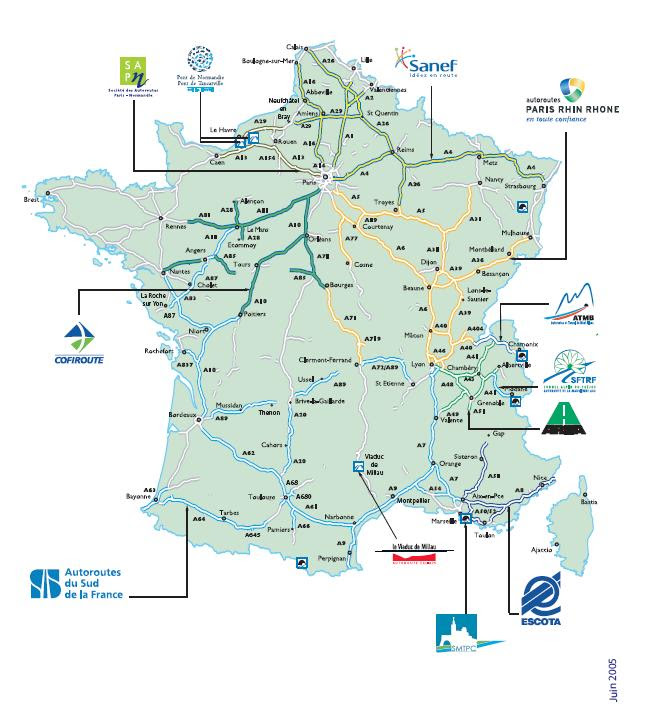 mapa de autopistas de peaje en francia Autopistas en Francia | Radares en Francia