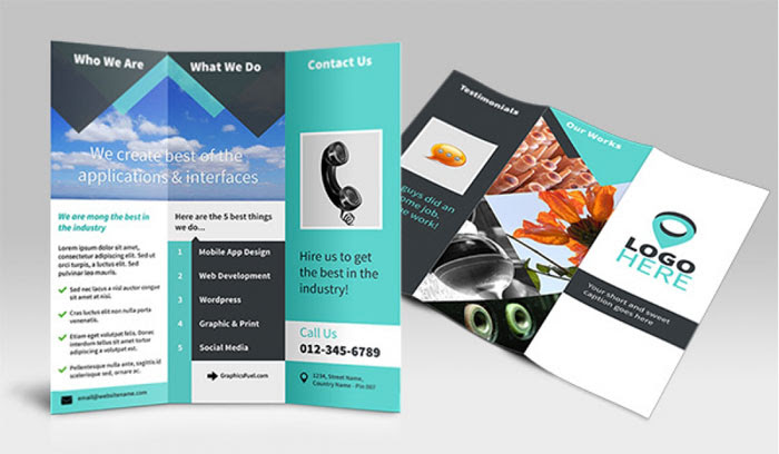 Tri-fold brochure psd mockup