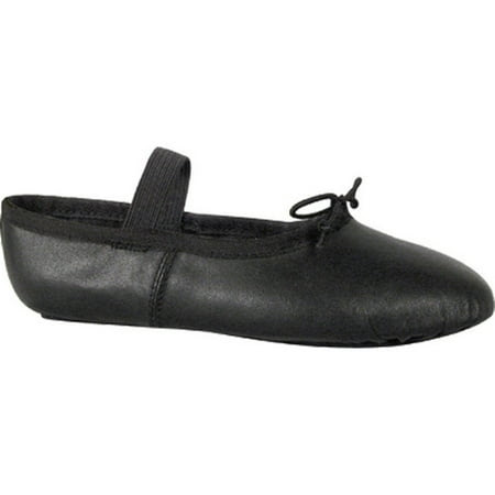 Black Leather Suede Split Outsole Elastic Strap Ballet Shoes 5-12 Womens