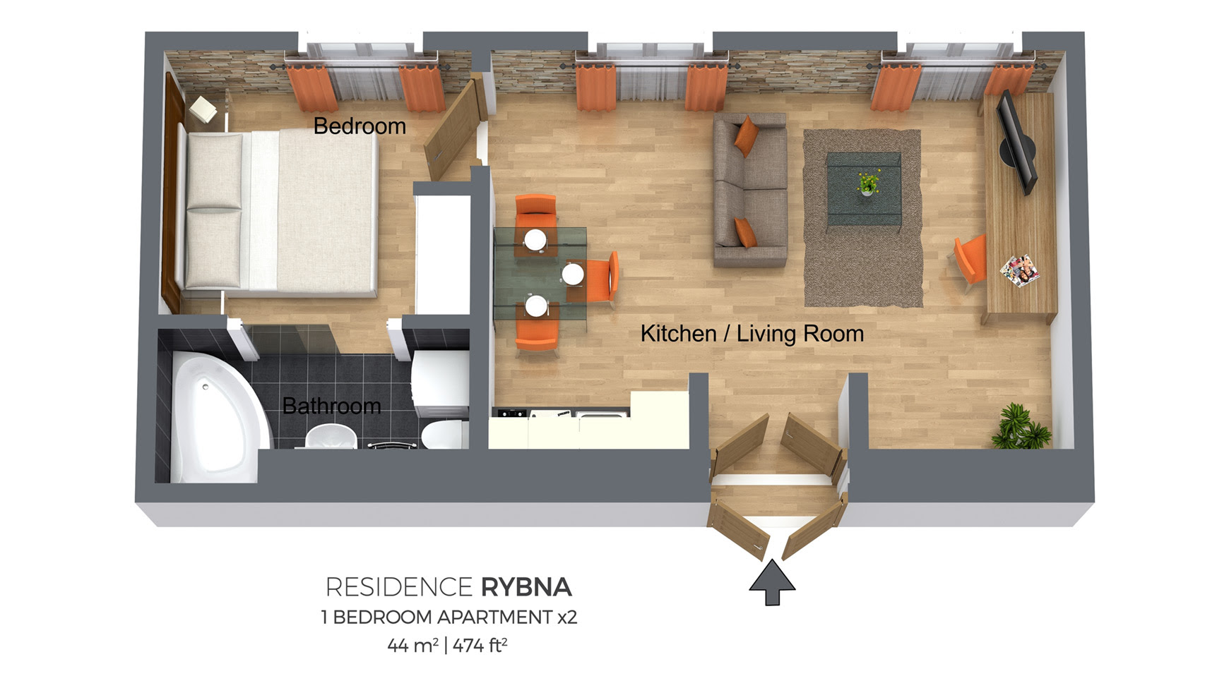 One Bedroom Apartment Type 2 Residence Rybna