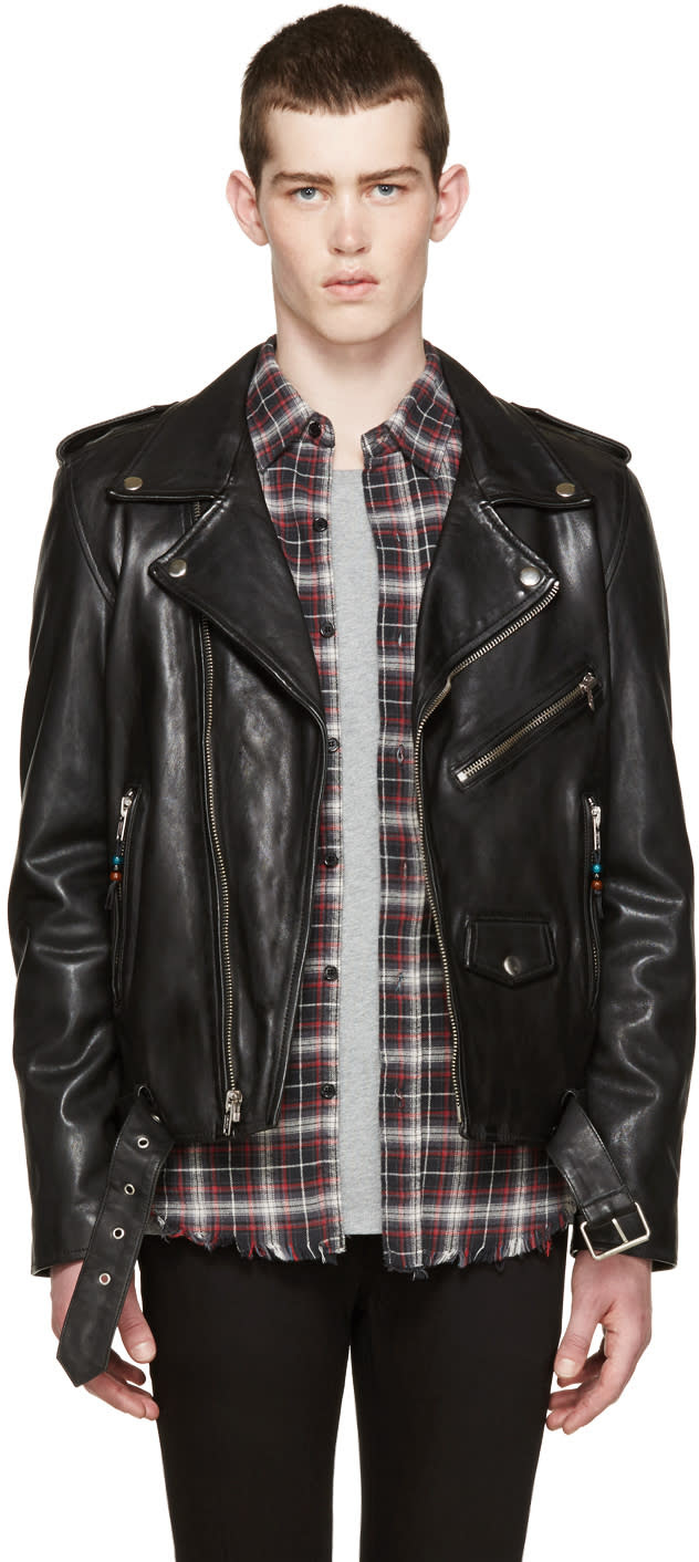 Blk Dnm Black Leather Classic Moto 5 Jacket