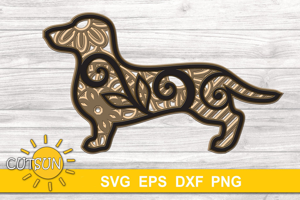 Download 3d Layered Dog Dachshund Svg So Fontsy