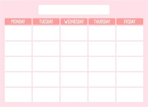  blank weekly calendar template monday friday what is monday good