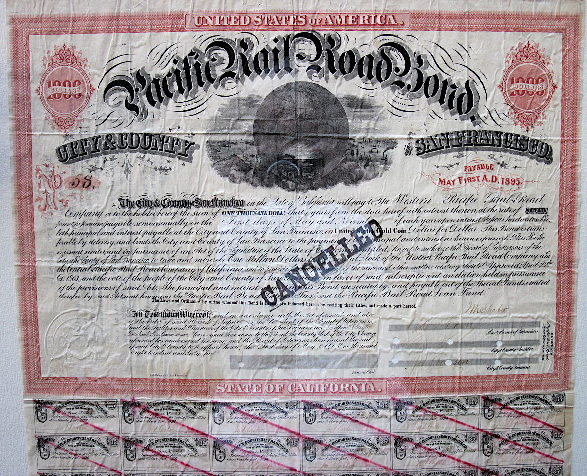 Pacific railroad bond, 1865