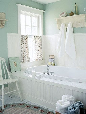 white and blue bathroom