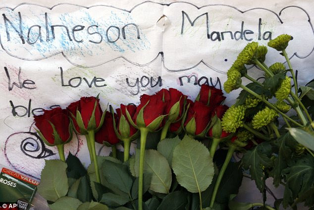 Flowers: Another supporter of the former president left a bunch of roses along with a message