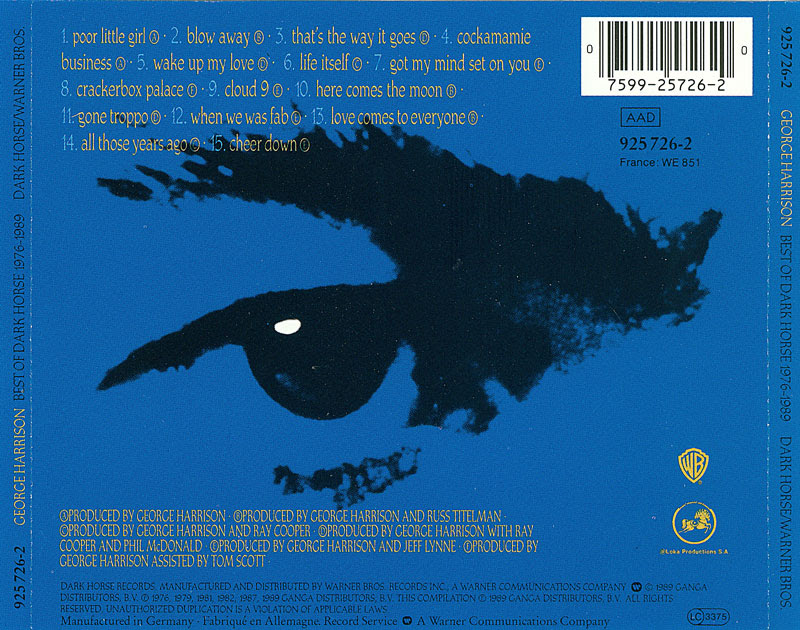 Cd Album George Harrison Best Of Dark Horse 1976 1989 Dark Horse Uk