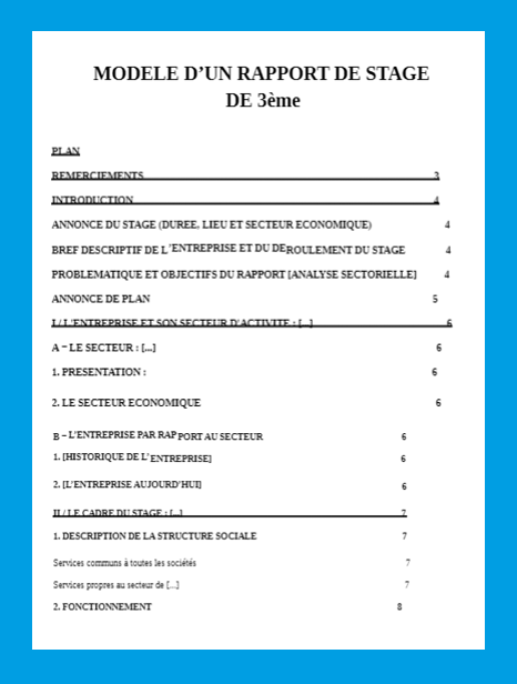 Exemple De Rapport De Stage De 3eme College
