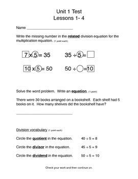  math expressions test unit 1 lessons 1 4 3rd grade by lisa morrocco