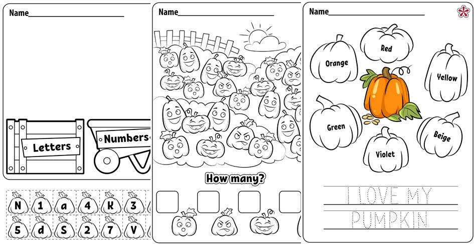 Kindergarten pumpkin math worksheets
