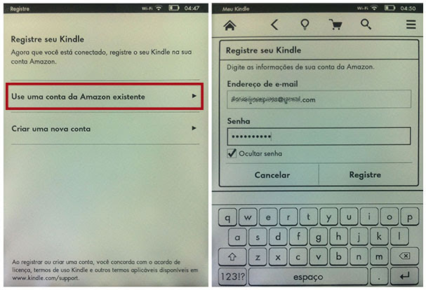 To use the services of Amazon for the Kindle, you need to register it (Picture: Playback / Daniel Pinto)