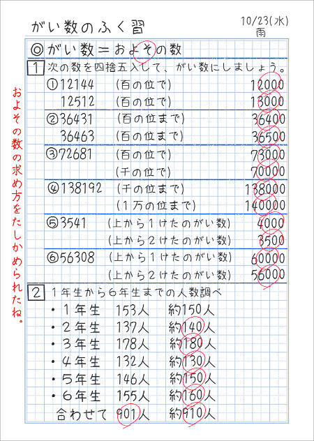 およその数を考えよう 家庭学習レシピ