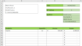 Modello Fattura Dinamico Excel