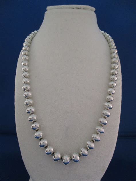 11 years ago like this. Polished Sterling Silver Bead Necklace (24") - Navajo Jewelry