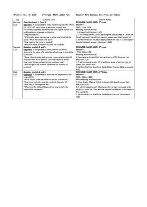  42 math lesson plan templates free to download in pdf