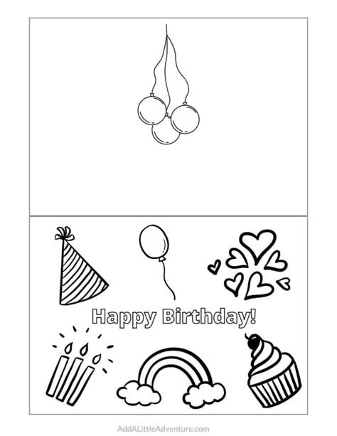 These happy birthday to color pages are the perfect way to say happy birthday to a family member, friend or coworker. printable foldable happy birthday coloring card