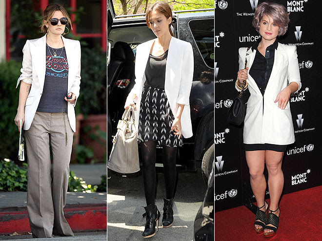 WHITE BLAZERS  photo | Drew Barrymore, Jessica Alba, Kelly Osbourne