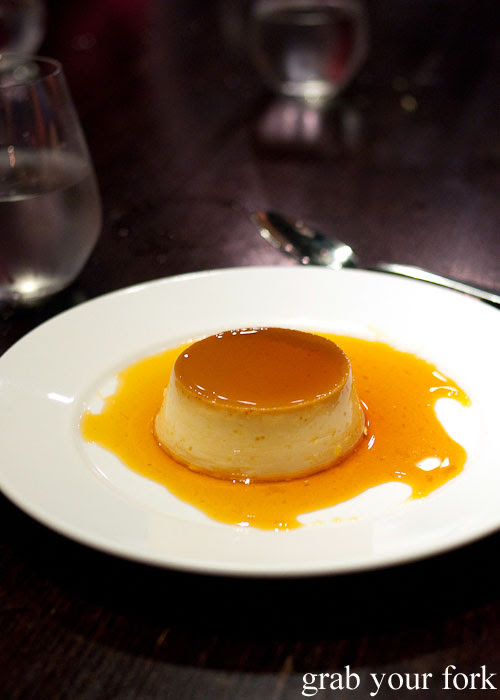 Creme caramel dessert at Fix St James, Sydney