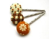 Fabric Button Bobby Pins, Fall - FromtheHeartbyAmber