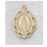 GOLD PLATED OVER STERLING SILVER MIRACULOUS MEDAL ST. MARY MOTHER OF GOD WITH 18' GOLD PLATED CHAIN IN GIFT BOX