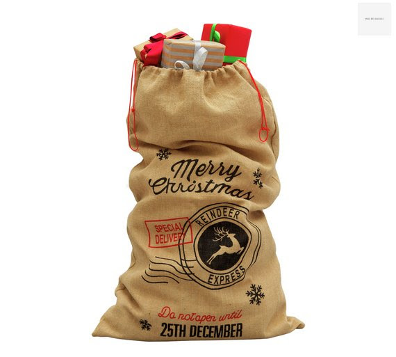 HOME Large Hessian Present Sack