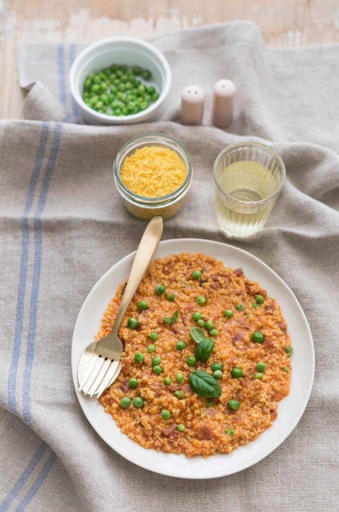 Pasta battuta pomodoro, prosciutto e piselli | La tarte maison