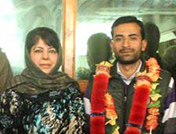 Journalist turned politician, Tahir Syed with his new chief Mehbooba Mufti in this KL Image.