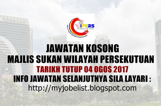 Jawatan Kosong Majlis Sukan Wilayah Persekutuan (WIPERS) Ogos 2017