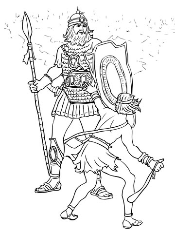 David and Goliath Fight Coloring page | Free Printable Coloring Pages