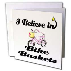 Dooni Designs I Believe In Designs - I Believe In Bike Baskets - Greeting Cards-6 Greeting Cards with envelopes