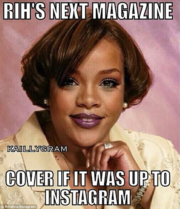 Mocking: Rihanna hit back at Instagram with this witty image after they banned her topless photshoot