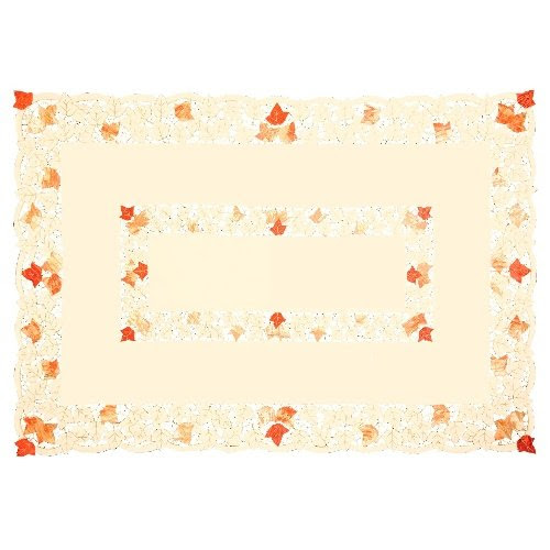Heritage Lace 72-Inch by 108-Inch Autumn Elegance Rectangle Tablecloth, Cream