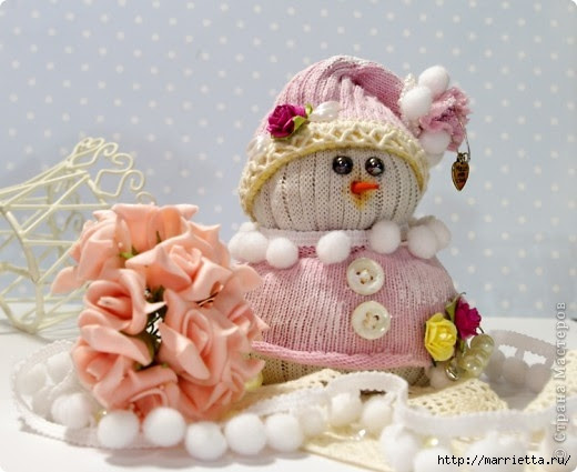 Muy lindo del calcetín del muñeco de nieve (2) (520x425, 121Kb)