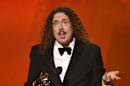 "Weird Al" Yankovic accepts the award for best comedy album for “Mandatory Fun” at the 57th annual Grammy Awards on Sunday, Feb. 8, 2015, in Los Angeles. (Photo by John Shearer/Invision/AP)
