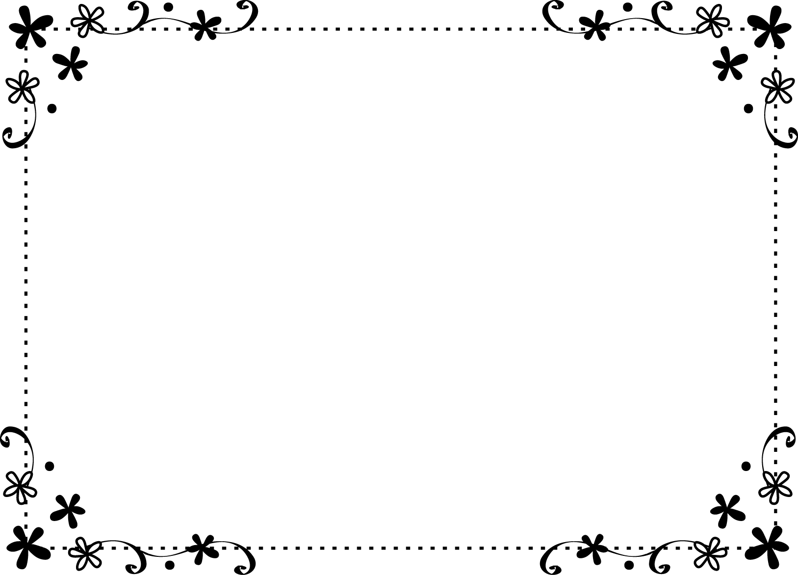 枠 飾り枠 飾り罫 飾り線 おしゃれな小花のデザイン 無料イラスト素材