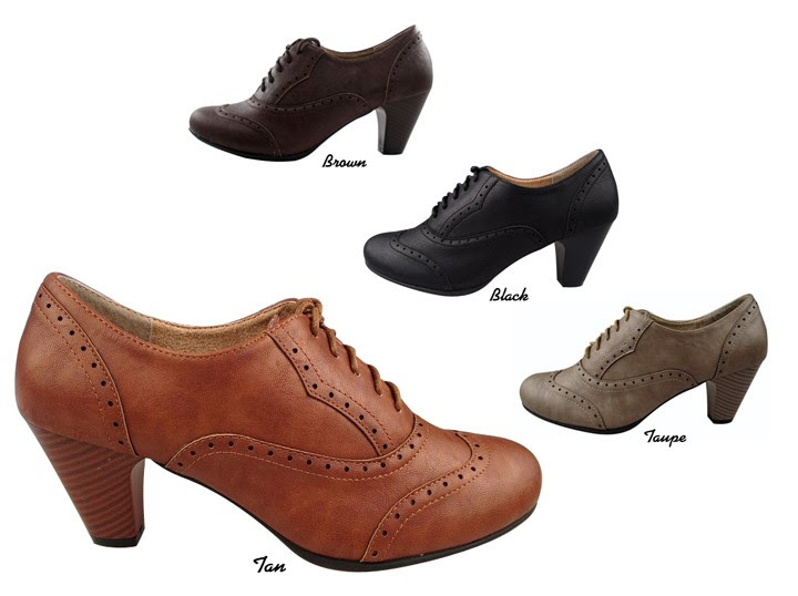 ... Women Vintage Oxford Faux Leather Retro Lace Up Stacked High Heel Shoe