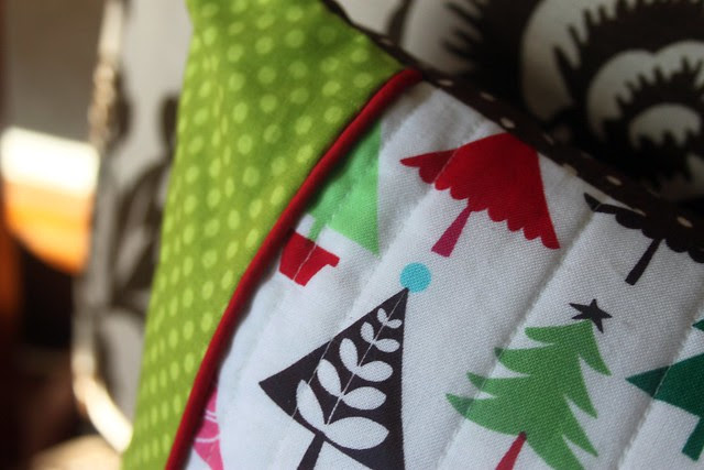 Christmas Pillow with red piping