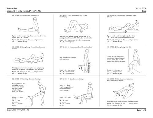Printable Total Knee Replacement Exercises Pictures