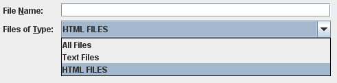 HTML files have been added as a filter